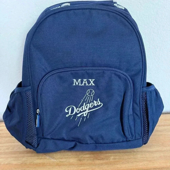 Pottery Barn Kids LA Dodgers Mackenzie Navy Personalized “Max”Large Backpack NEW - Picture 6 of 15